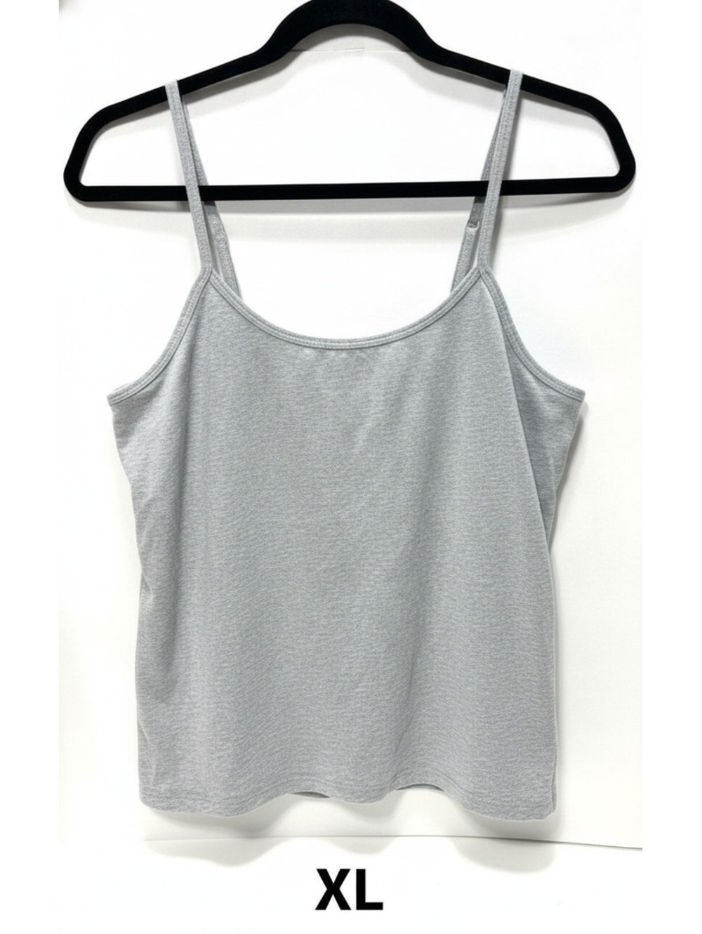 Hanes Women’s XL Grey Tank Top Built-In Bra Adjustable Straps New Without Tags